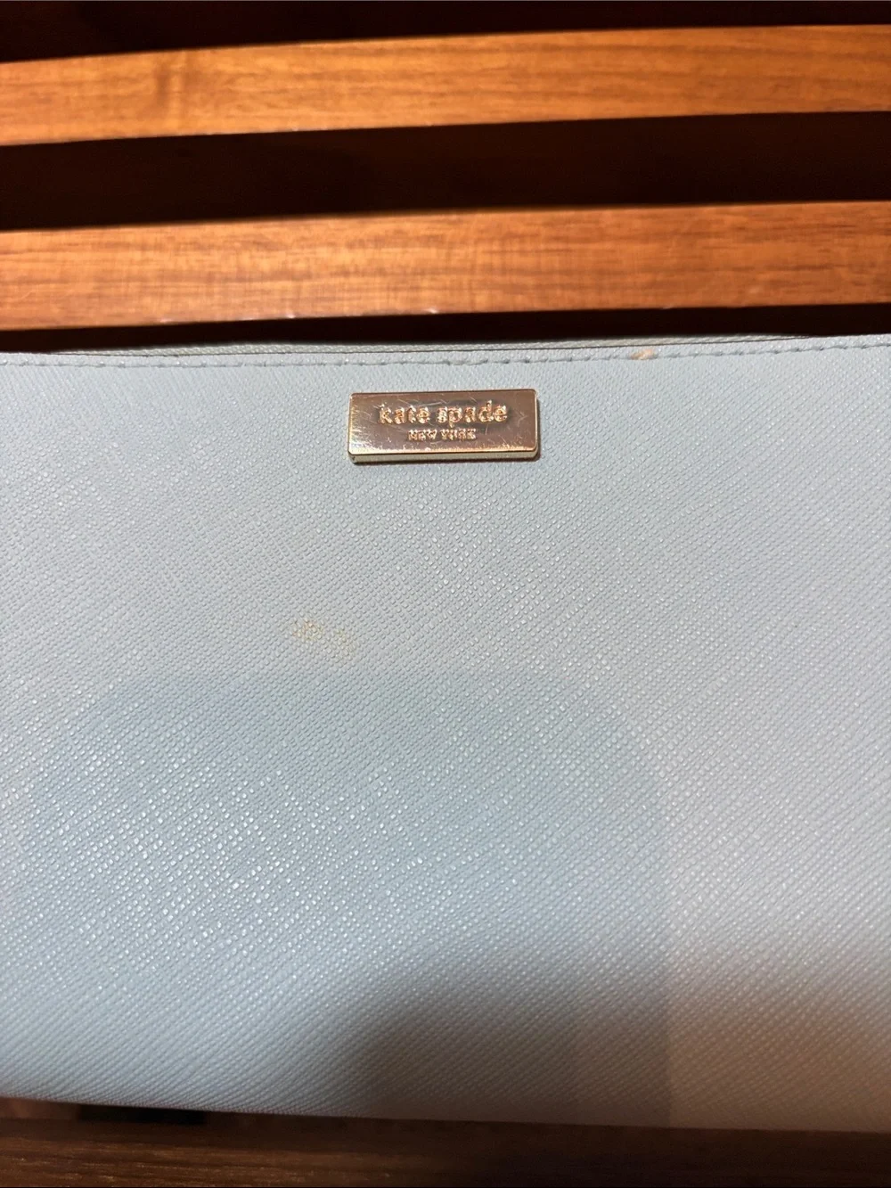 kate spade pale blue zip-around wallet
